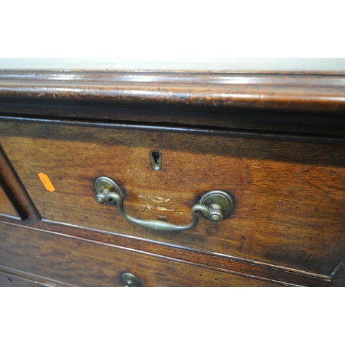 1240 - A GEORGIAN MAHOGANY CHEST OF THREE SHORT OVER THREE LONG DRAWERS, raised on bracket feet, width 122c... 