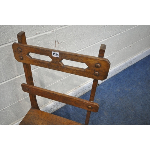 1244 - A SET OF ARTS AND CRAFTS OAK LIBRARY STEPS (condition report: rickety frame, historical marks, scuff... 