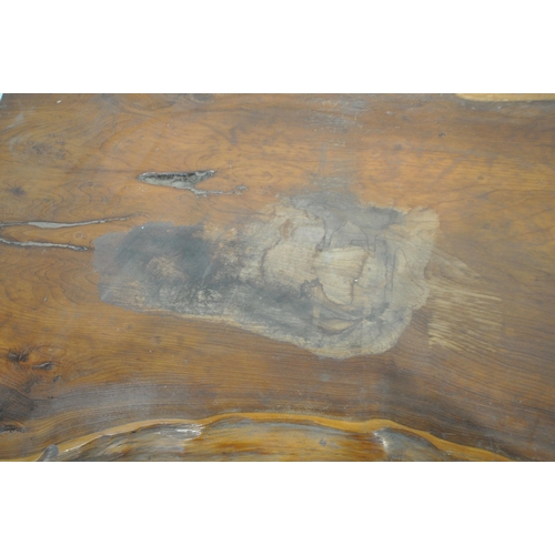 1250 - REYNOLDS OF LUDLOW, A YEW WOOD LIVE EDGE COFFEE TABLE, length 154cm x depth 68cm x height 40cm (cond... 