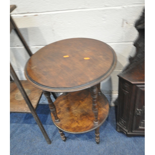 1255 - A SELECTION OF 20TH CENTURY OCCASIONAL FURNITURE, to include a corner cupboard, a two tier circular ... 