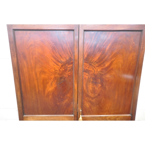 1259 - A 20TH CENTURY MAHOGANY WARDROBE, with double wide opening doors, width 141cm x depth 59cm x height ... 