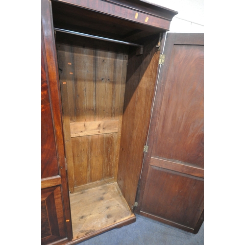 1259 - A 20TH CENTURY MAHOGANY WARDROBE, with double wide opening doors, width 141cm x depth 59cm x height ... 