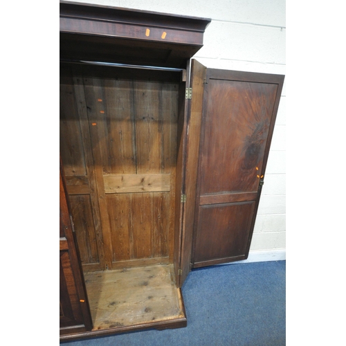 1259 - A 20TH CENTURY MAHOGANY WARDROBE, with double wide opening doors, width 141cm x depth 59cm x height ... 