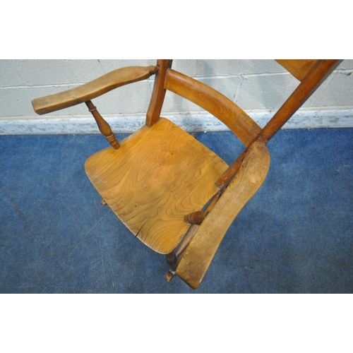 1268 - AN EARLY 20TH CENTURY ELM SEATED ROCKING CHAIR, width 62cm x depth 71cm x height 103cm (condition re... 