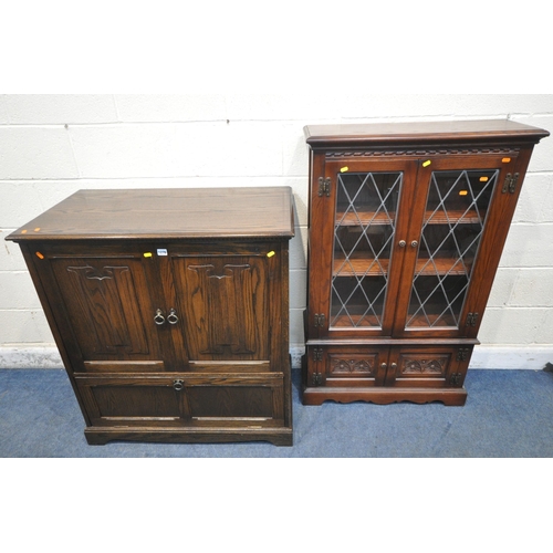 1276 - A JAYCEE OAK DOUBLE DOOR TV CABINET, with a fall front door, width 94cm x depth 54cm x height 104cm,... 