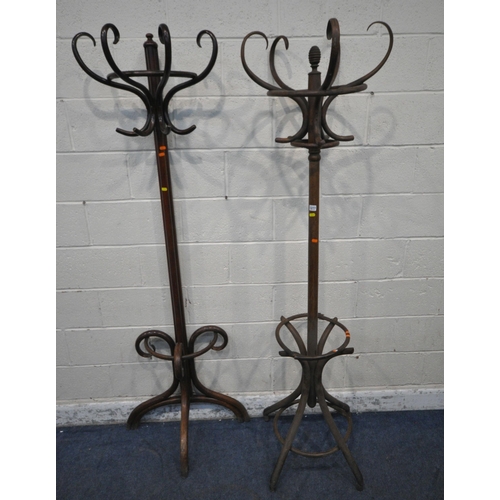 1277 - A BENTWOOD HAT / COAT STAND, with five arms, height 193cm, along with a wall standing coat / hat sta... 