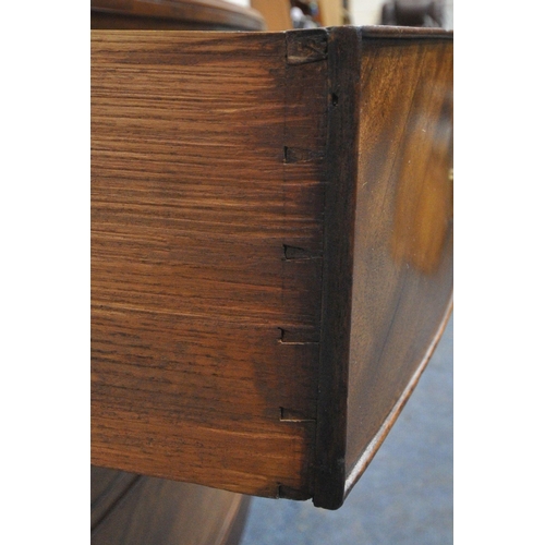 1282 - A GEORGIAN MAHOGANY CHEST OF TWO SHORT OVER TWO LONG DRAWERS, raised on bracket feet, width 107cm x ... 