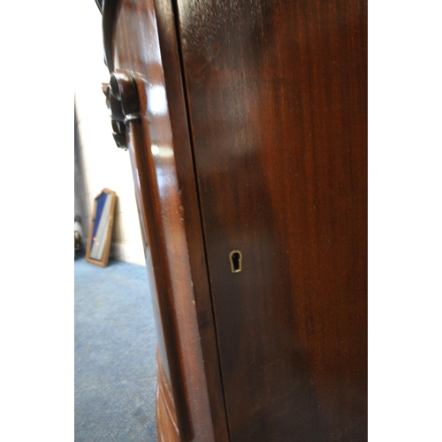 1286 - AN OPPOSING PAIR OF MAHOGANY BOW FRONT BEDSIDE CABINETS, with a single drawer, above a single cupboa... 