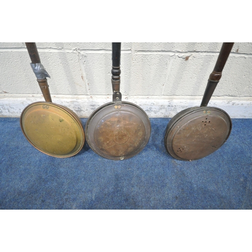 1301 - THREE VARIOUS COPPER BED PANS (condition report: signs of historical wear and usage) (3)