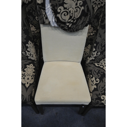 1302 - A SET OF SIX MODERN BEIGE UPHOLSTERED DINING CHAIRS, with later covers (condition report: upholstery... 