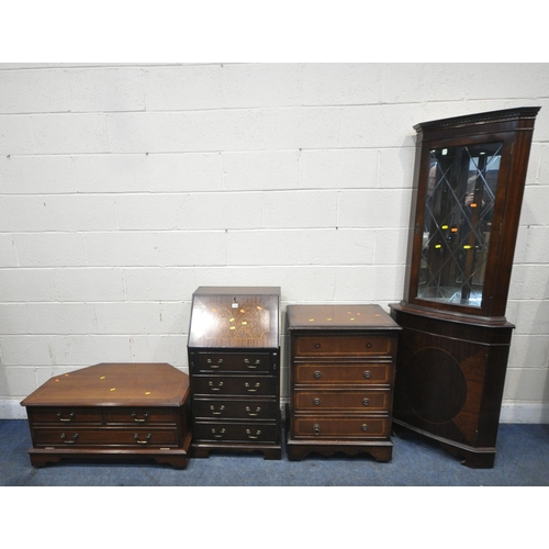 1326 - A SELECTION OF LATE 20TH CENTURY, to include a bureau, with a fall front door, above four drawers, a... 