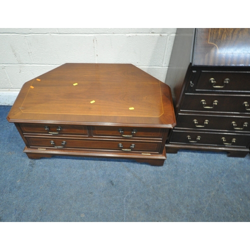 1326 - A SELECTION OF LATE 20TH CENTURY, to include a bureau, with a fall front door, above four drawers, a... 