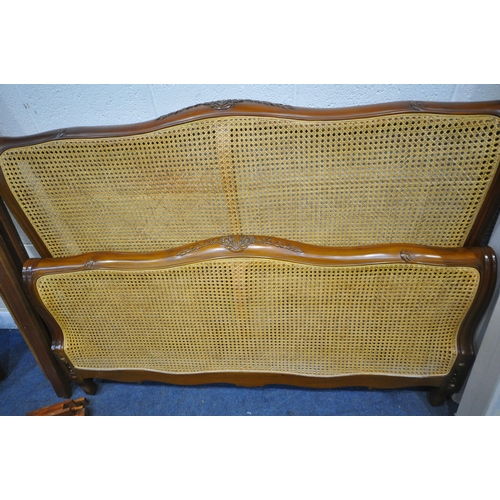 1332 - A FRANK HUDSON FRENCH STYLE MAHOGANY 5FT BEDSTEAD, with cane headboard and footboard (condition repo... 