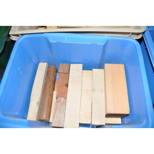 1053 - SEVEN BOXES CONTAINING WOODTURNING BLANKS of various woods including Mahogany, Ash, Alder, Beech, Sy... 