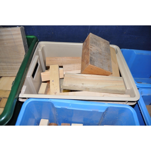 1053 - SEVEN BOXES CONTAINING WOODTURNING BLANKS of various woods including Mahogany, Ash, Alder, Beech, Sy... 