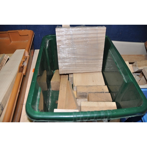 1053 - SEVEN BOXES CONTAINING WOODTURNING BLANKS of various woods including Mahogany, Ash, Alder, Beech, Sy... 