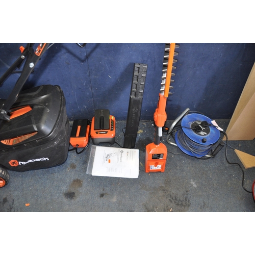 1068 - A REDBACK E146CV 40V CORDLESS SELF PROPELLED LAWN MOWER, with one battery, charger, a belt pack and ... 