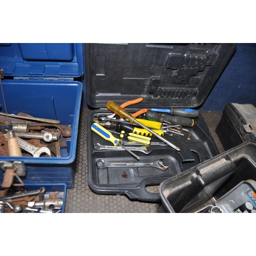 1078 - THREE TOOLBOXES, AND A CASE CONTAINING AUTOMOTIVE TOOLS including sockets, ratchets, spanners, screw... 