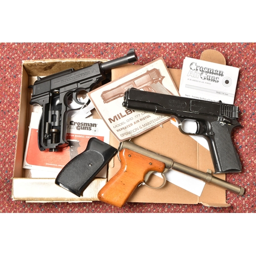 268 - A DIANA MOD 2 .177 AIR PISTOL, A MILBRO MODEL G10 .177 REPEATER AIR PISTOL AND A BOXED CROSMAN 338 C... 