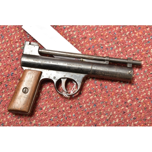 277 - A WEBLEY & SCOTT LTD WEBLEY AIR PISTOL MARK I, .177 CALIBRE, SERIAL NO.35049, wooden grips, bears ... 