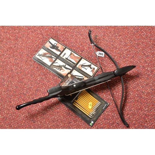 293 - AN AGLO ARMS COBRA SYSTEM CROSSBOW, width of bow 43.5cm, comes with an open pack of twelve 6 1/2 inc... 