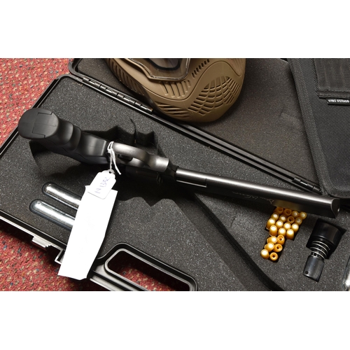 297 - A DAN WESSON 8'' CO2 POWERED 6MM AIRSOFT GUN, in a plastic carrying case, with pellet cannisters, co... 