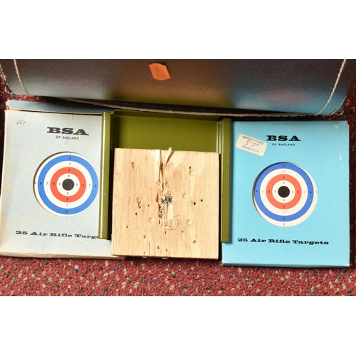 300 - TWO BOXES OF SHOOTING ACCESSORIES AND COLLECTABLES, ETC, including an incomplete boxed Webley gun cl... 