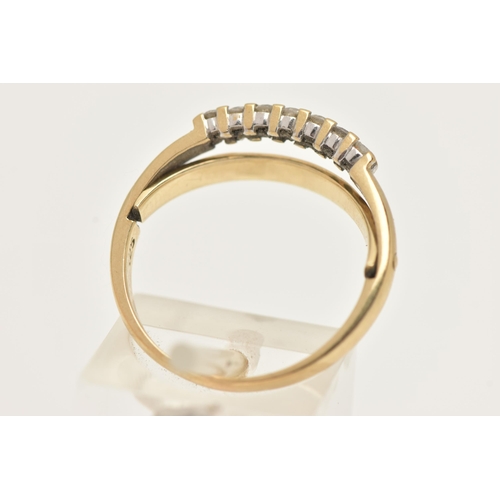 40 - A 9CT GOLD DIAMOND 'I LOVE YOU' RING, set with a row of seven round brilliant cut diamonds, shared c... 