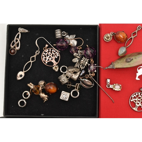 48 - ASSORTED WHITE METAL JEWELLERY, to include a beaded 'Thomas Sabo' stretch charm bracelet, signed and... 