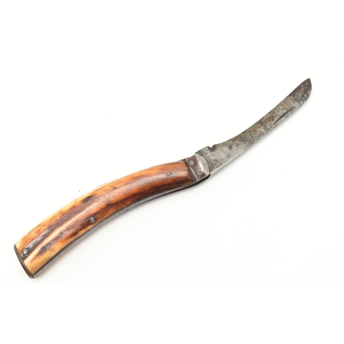 108 - A NEVA FLAT CAP PRUNNING KNIFE, fitted with an antler handle, blade signed 'Neva Sheffield', approxi... 