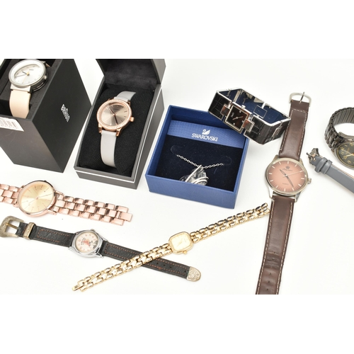 111 - AN ASSORTMENT OF WRISTWATCHES AND A NECKLACE, ten wristwatches, names to include Sekonda, Braun, Sha... 