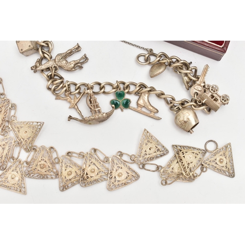 86 - AN ASSORTMENT OF JEWELLERY, to include an AF ring, hallmarked 9ct Birmingham import, approximate gro... 