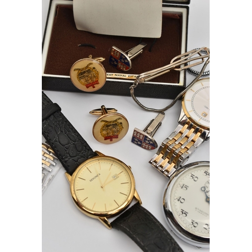 92 - AN ASSORTMENT OF JEWELLERY AND WATCHES, to include a 9ct gold ladies wristwatch, hallmarked 9ct Lond... 