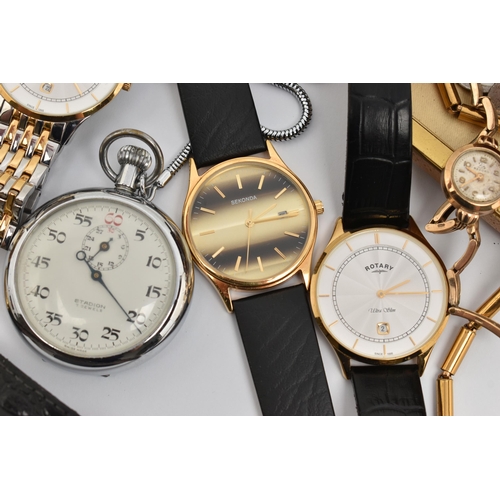 92 - AN ASSORTMENT OF JEWELLERY AND WATCHES, to include a 9ct gold ladies wristwatch, hallmarked 9ct Lond... 