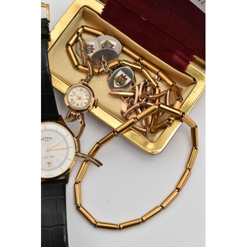 92 - AN ASSORTMENT OF JEWELLERY AND WATCHES, to include a 9ct gold ladies wristwatch, hallmarked 9ct Lond... 