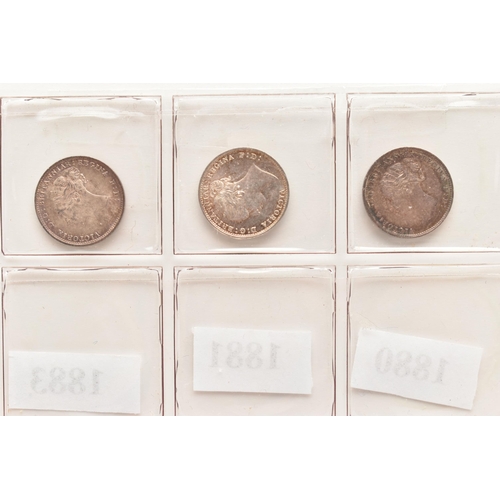 132 - A PARCEL OF VICTORIA THREEPENCE 3d COINS, young head 1880, 1881, 1883 good grades (3)