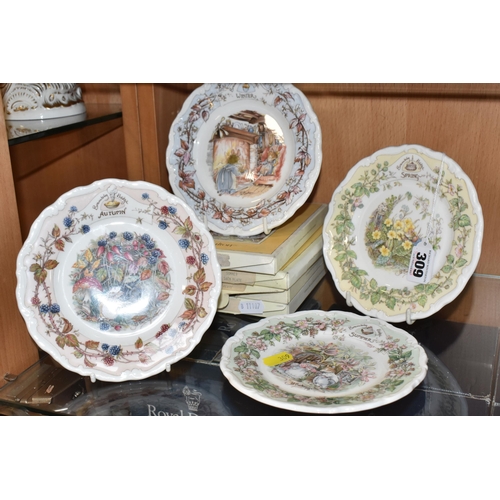 309 - FOUR BOXED ROYAL DOULTON 'BRAMBLY HEDGE' AFTERNOON TEA PLATES comprising 'Spring,' 'Summer,' 'Autumn... 