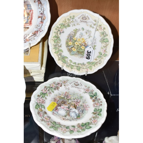 309 - FOUR BOXED ROYAL DOULTON 'BRAMBLY HEDGE' AFTERNOON TEA PLATES comprising 'Spring,' 'Summer,' 'Autumn... 