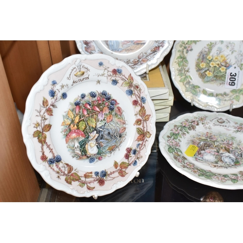 309 - FOUR BOXED ROYAL DOULTON 'BRAMBLY HEDGE' AFTERNOON TEA PLATES comprising 'Spring,' 'Summer,' 'Autumn... 