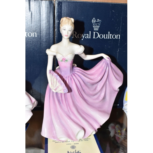 310 - A GROUP OF SIX BOXED ROYAL DOULTON FIGURINES to include 'Danielle' HN3001 (evidence of writing to th... 