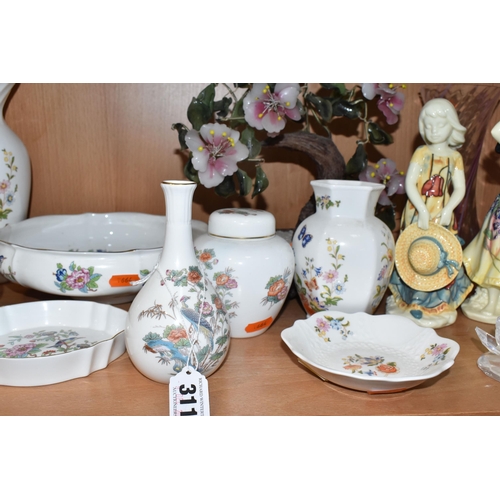 311 - A GROUP OF DECORATIVE CERAMICS AND GLASS ITEMS to include a quantity of Aynsley giftware comprising ... 