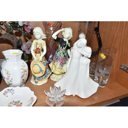 311 - A GROUP OF DECORATIVE CERAMICS AND GLASS ITEMS to include a quantity of Aynsley giftware comprising ... 