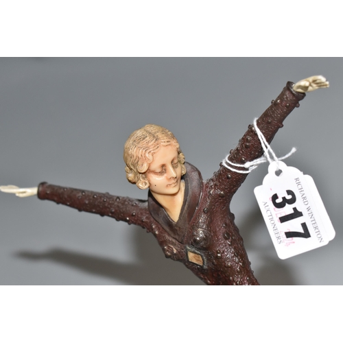 317 - A DANCING ART DECO FIGURE, after Demetre Chiparus, an Art Deco bronzed figure of a dancing lady, sig... 