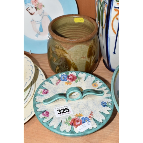 325 - A GROUP OF VINTAGE CERAMICS to include a pair of French St Clement vases with art nouveau style deco... 