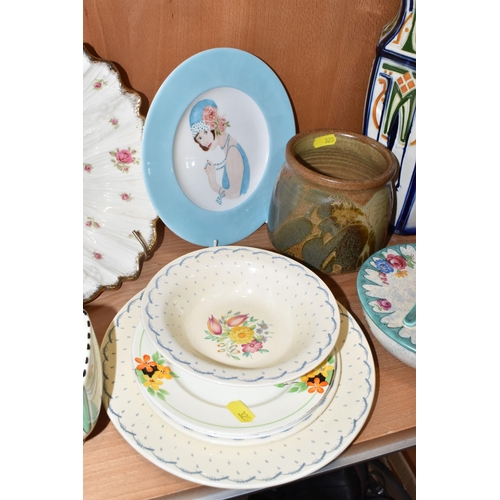 325 - A GROUP OF VINTAGE CERAMICS to include a pair of French St Clement vases with art nouveau style deco... 