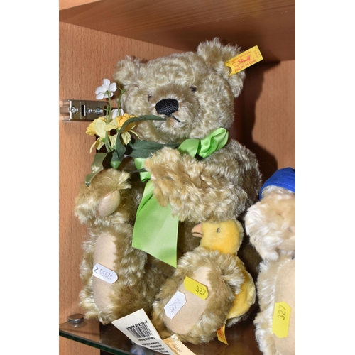 327 - UNBOXED STEIFF FOR DANBURY MINT FOUR SEASONS MOHAIR TEDDY BEAR COLLECTION, 'Dylan' Spring, with bunc... 