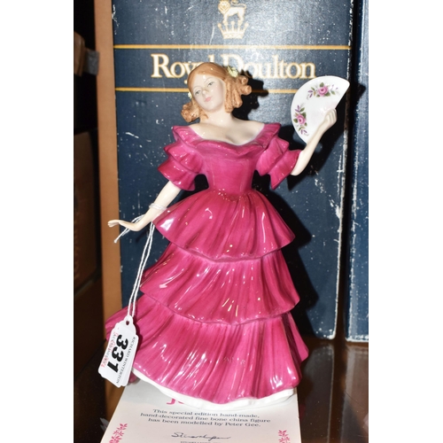 331 - A GROUP OF FIVE BOXED ROYAL DOULTON FIGURINES comprising two differing versions of 'Elaine' comprisi... 