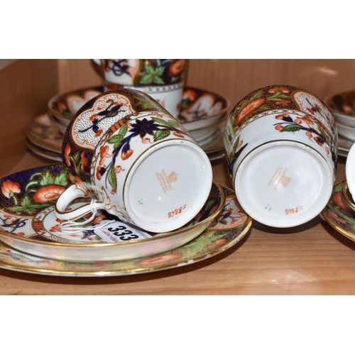 333 - A SET OF SIX 'IMARI PATTERNED' DAVENPORT TEA/COFFEE TRIOS to include six cups (four with red Davenpo... 