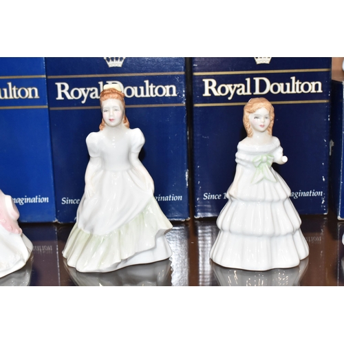 341 - TEN BOXED ROYAL DOULTON FIGURINES, comprising Buttercup HN3908, Penny HN2424, Rose HN2123, Fair Maid... 