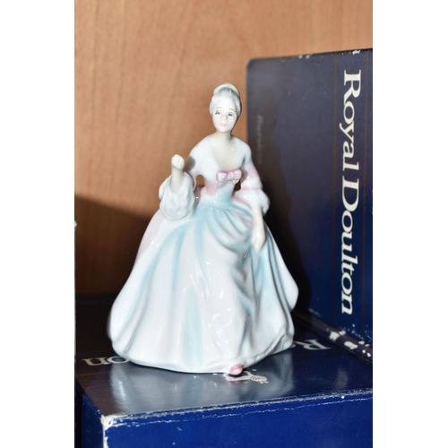 341 - TEN BOXED ROYAL DOULTON FIGURINES, comprising Buttercup HN3908, Penny HN2424, Rose HN2123, Fair Maid... 